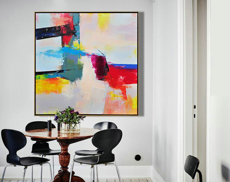 Extra Large Textured Painting On Canvas,Palette Knife Contemporary Art Canvas Painting,Home Decor Canvas,Pink,Red,Blue,Yellow.etc